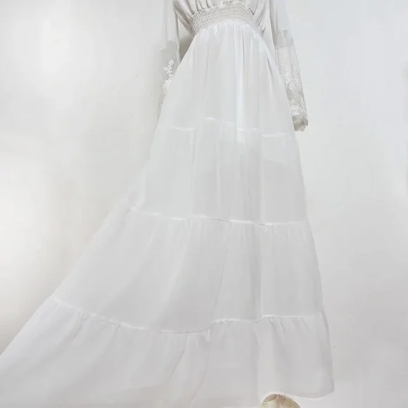 Elegant White Off-Shoulder Dress white boho dress - Picture 8 of 8